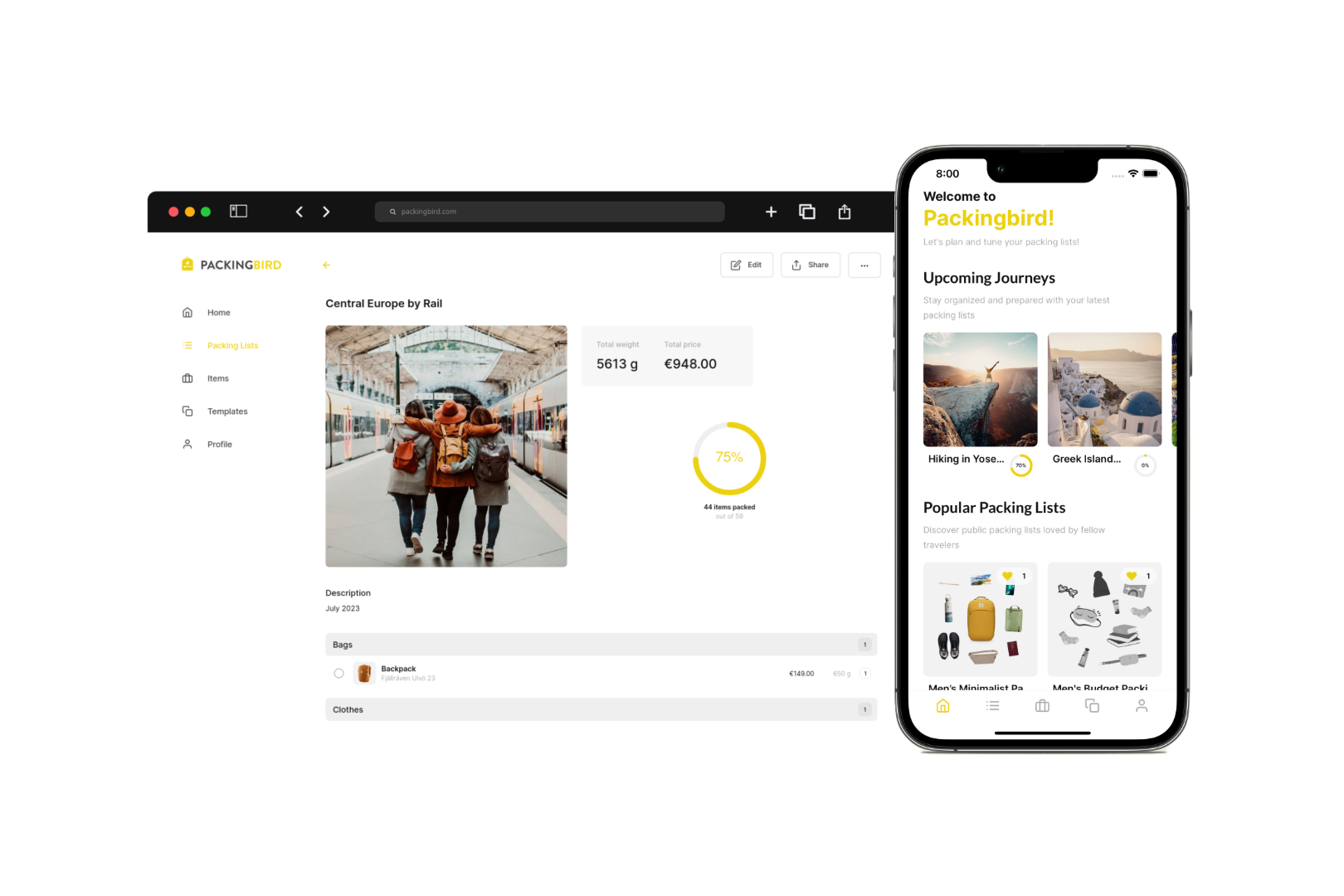 Packingbird app screenshot