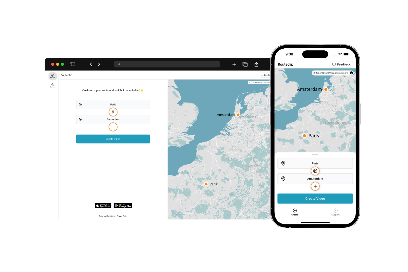 Routeclip app screenshot